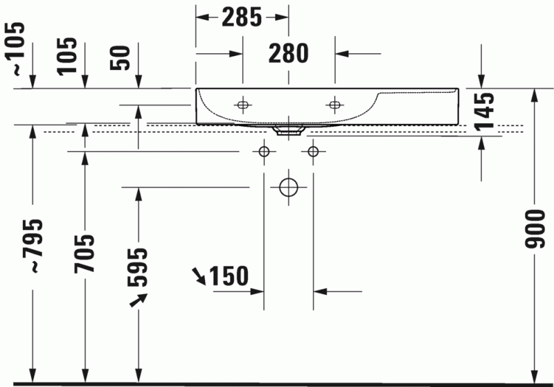 Duravit DuraSquare umywalka meblowa bez przelewu bez otworu na baterię komora z lewej strony 80 cm biała 2348800079