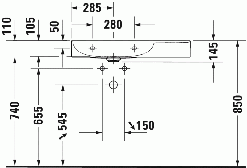 Duravit DuraSquare umywalka meblowa bez przelewu z otworem na baterię 80 cm biała 2348800041