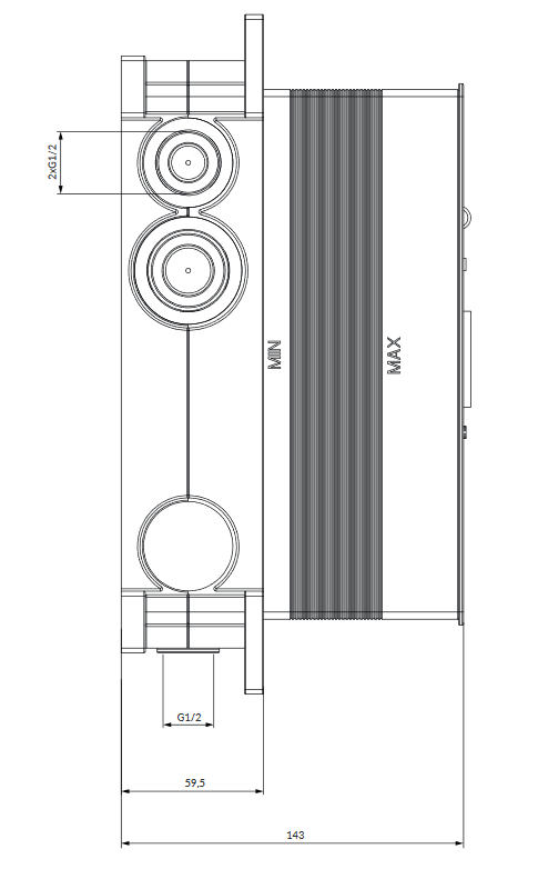 Omnires element podtynkowy termostatycznej baterii 3-wyjściowej BOXTE3F