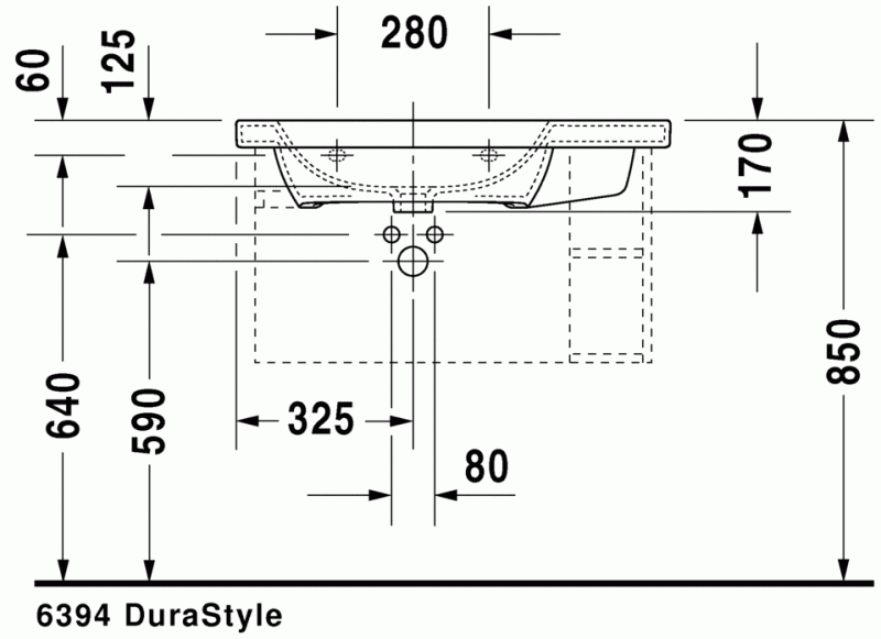 Duravit DuraStyle umywalka meblowa z komorą z lewej strony z przelewem z jednym otworem 80 cm biały alpin 2325800000