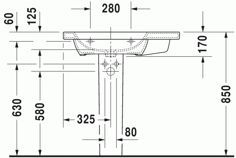 Duravit DuraStyle umywalka meblowa z komorą z lewej strony z przelewem z jednym otworem 80 cm biały alpin 2325800000