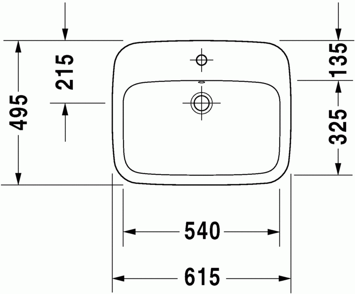 Duravit DuraStyle umywalka na blat z przelewem, z otworem na baterię 61 cm biały alpin 0374620000