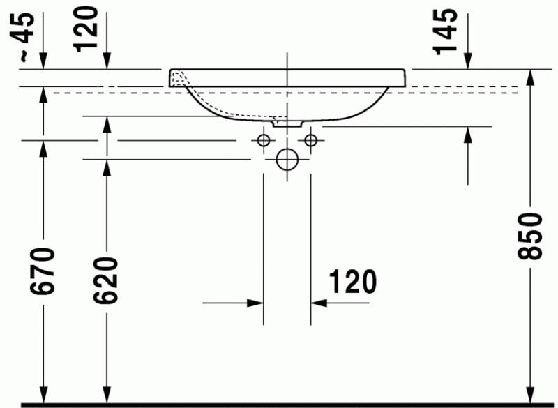 Duravit DuraStyle umywalka na blat bez przelewu 60 cm biały alpin 0372600000