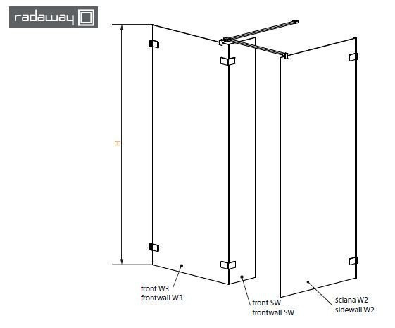 Radaway Euphoria Walk-in III kabina 140x30 + 90 chrom przeźroczyste Easy Clean 383136-01-01 + 383160-01-01 + 383121-01-01