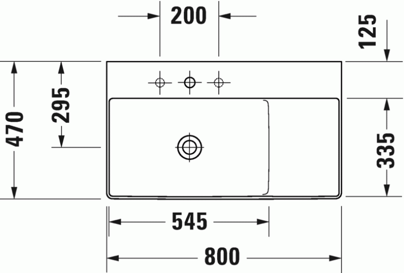 Duravit DuraSquare umywalka meblowa bez przelewu bez otworu na baterię komora z lewej strony 80 cm biała 2348800079