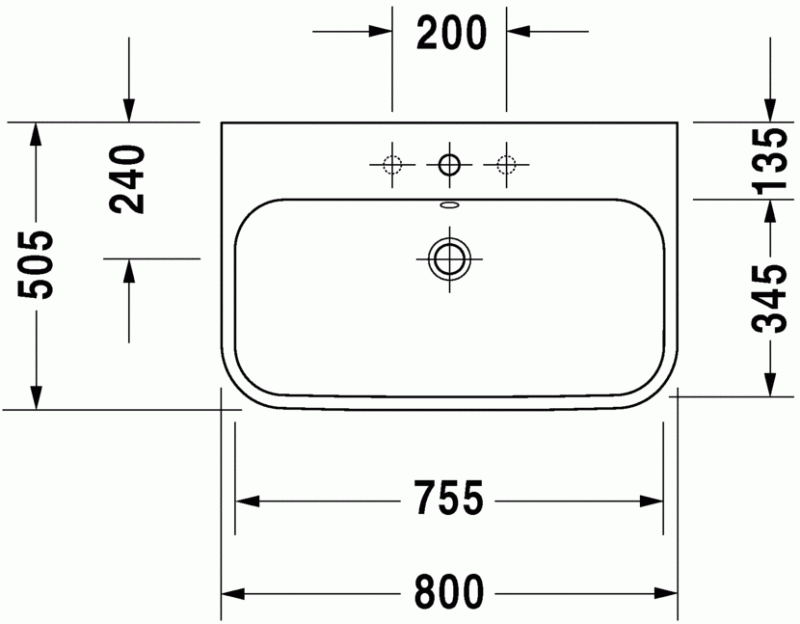 Duravit Happy D.2 umywalka meblowa 80cm 80x50 z otworem, z przelewem biały alpin 2318800000