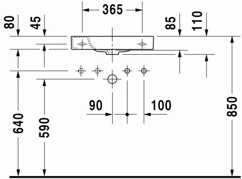 Duravit Happy D.2 umywalka wisząca mała bez przelewu, z otworem na baterię z lewej strony 50x22 cm biały alpin 0711500009