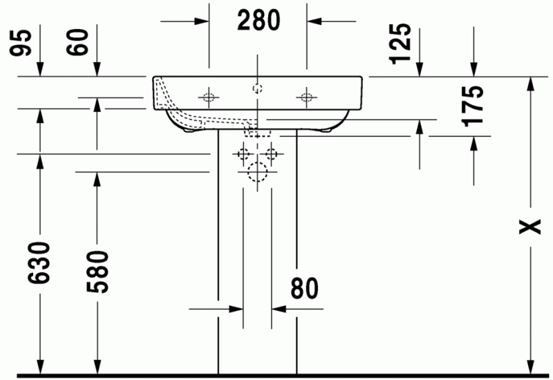 Duravit Happy D.2 umywalka wisząca z przelewem, z otworem na baterię 60x47,5 cm biały alpin 2316600000