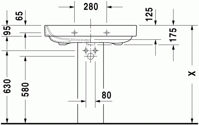 Duravit Happy D.2 umywalka wisząca z przelewem, z otworem na baterię 80x52 cm biały alpin 2316800000