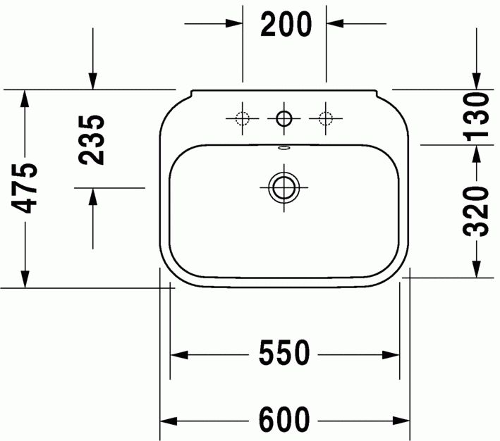 Duravit Happy D.2 umywalka wisząca z przelewem, z otworem na baterię 60x47,5 cm biały alpin 2316600000