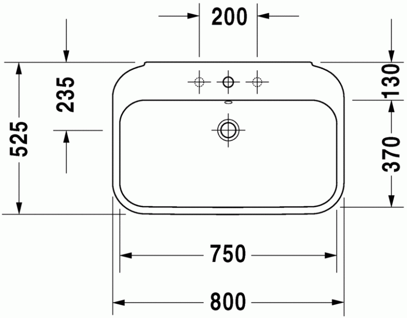 Duravit Happy D.2 umywalka wisząca z przelewem, z otworem na baterię 80x52 cm biały alpin 2316800000