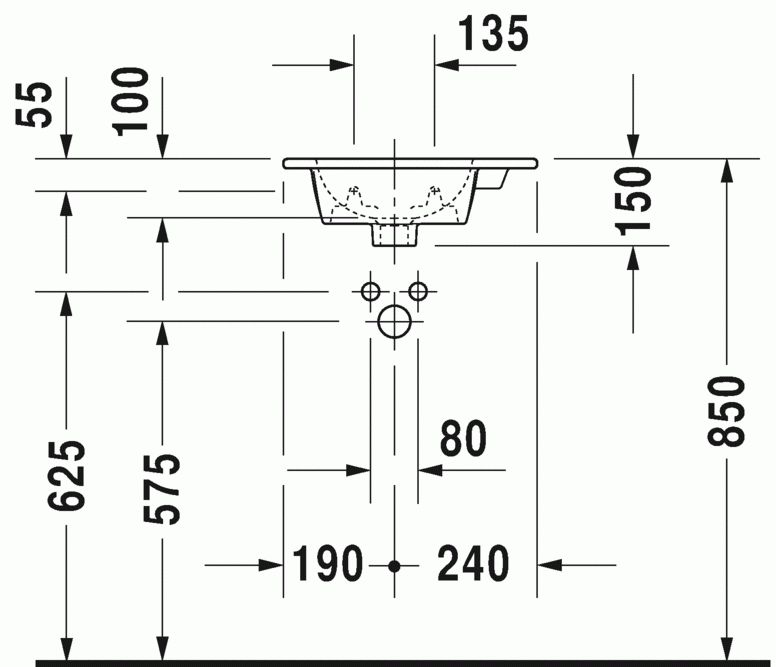 Duravit Me by Starck umywalka meblowa z przelewem, z  jednym otworem 43 cm 43x30 biały satynowy mat 0723433200