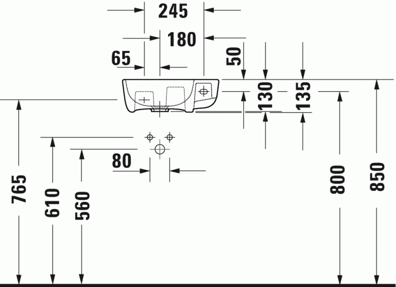 Duravit Me by Starck umywalka wisząca bez przelewu, z  jednym otworem 40 cm 40x22 biały alpin 0717400000