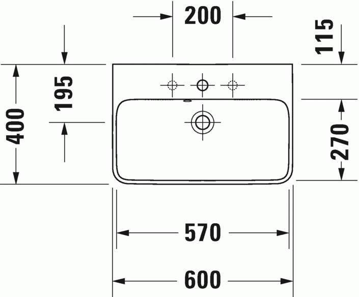 Duravit Me by Starck Compact umywalka wisząca z przelewem, z  jednym otworem 60 cm 60x40 biały alpin 2343600000