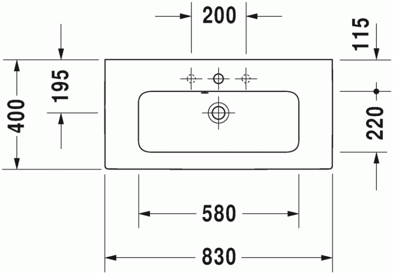 Duravit Me by Starck Compact umywalka meblowa z przelewem, z otworem 83 cm 83x40 biały alpin 2342830000