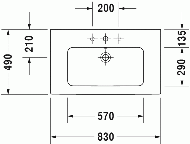 Duravit Me by Starck umywalka meblowa z przelewem, z jednym otworem pod baterię 83 cm 83x49 biały satynowy mat 2336833200