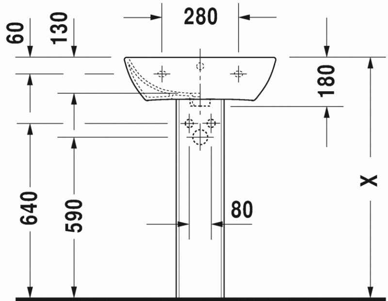 Duravit Me by Starck umywalka wisząca z przelewem, z  jednym otworem 55 cm 55x44 biały satynowy mat 2335553200