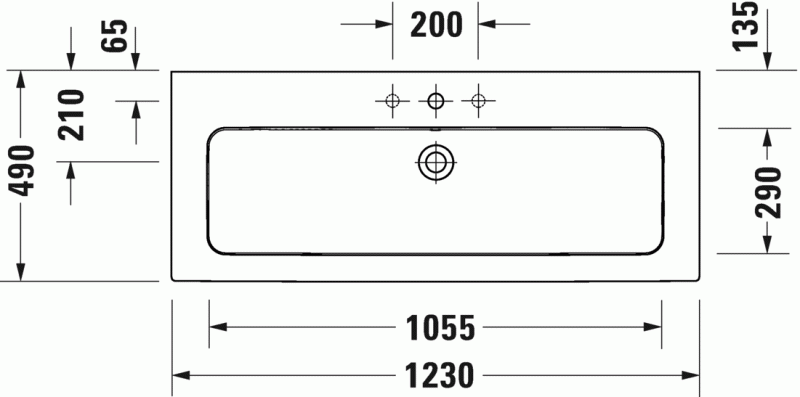 Duravit Me by Starck umywalka meblowa z przelewem, z otworem pod baterię 123 cm 123x49 biały satynowy mat 2361123200