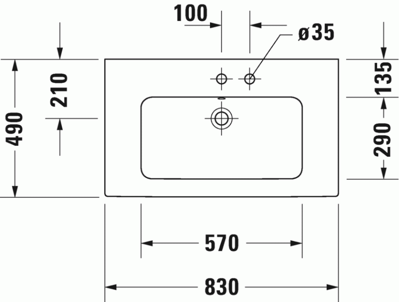 Duravit Me by Starck umywalka meblowa z przelewem, z jednym otworem pod baterię 83 cm 83x49 biały satynowy mat 2336833200