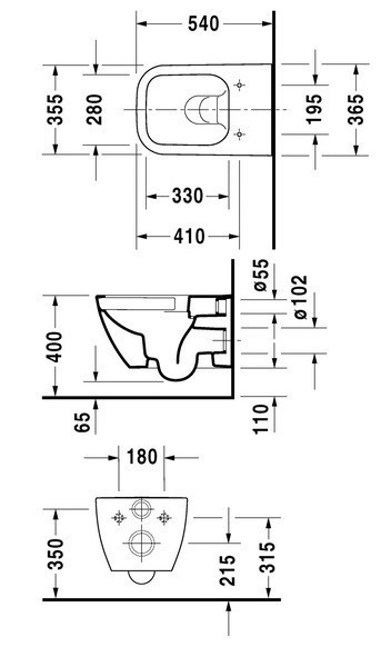 Duravit Happy D.2 Rimless muszla wisząca 54cm antracyt mat 2222098900