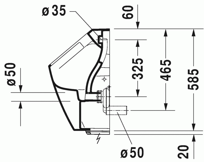 Duravit Me by Starck pisuar elektroniczny do zasilania elektrycznego bez muchy Rimless HygieneGlaze biały alpin 2809312093