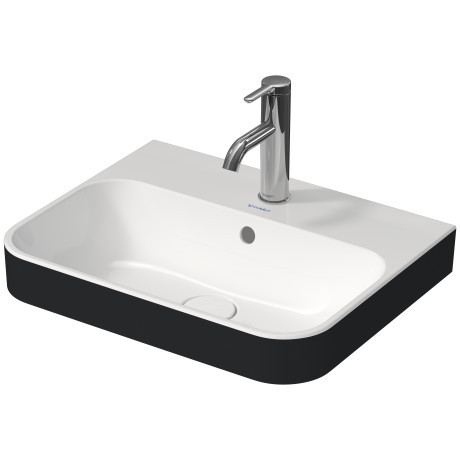 Duravit Happy D.2 umywalka stawiana na blat z przelewem, bez otworu na baterię 50x40 cm antracyt mat / biały 2360506160