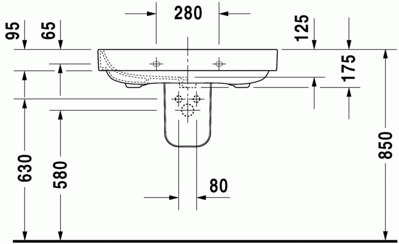 Duravit Happy D.2 umywalka wisząca z przelewem, z otworem na baterię 80x52 cm biały alpin 2316800000