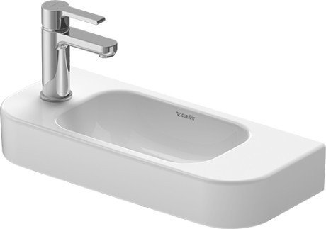 Duravit Happy D.2 umywalka wisząca mała bez przelewu, z otworem na baterię z lewej strony 50x22 cm biały alpin 0711500009