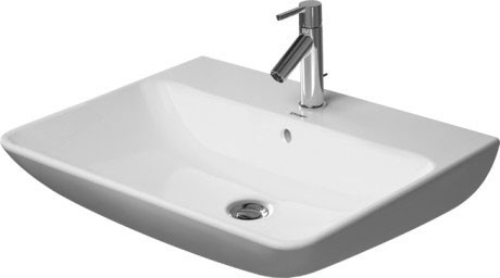 Duravit Me by Starck umywalka wisząca z przelewem, z jednym otworem 65 cm 65x49 biały satynowy mat 2335653200