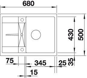 Blanco Metra 45 S Compact Silgranit PuraDur II zlewozmywak granitowy 1 komora z ociekaczem z korkiem automatycznym kolor czarny 525913