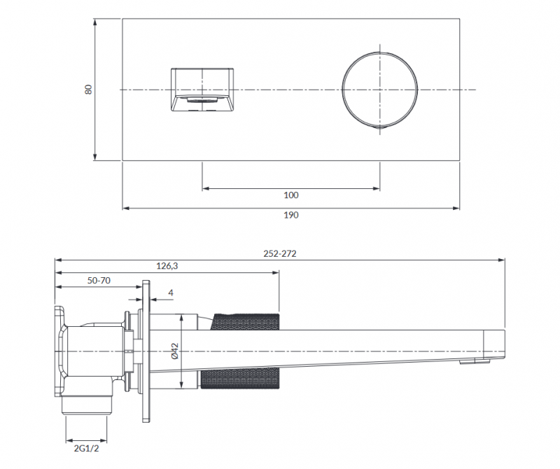 Omnires Contour bateria umywalkowa podtynkowa 18 cm chrom połysk CT8015CR