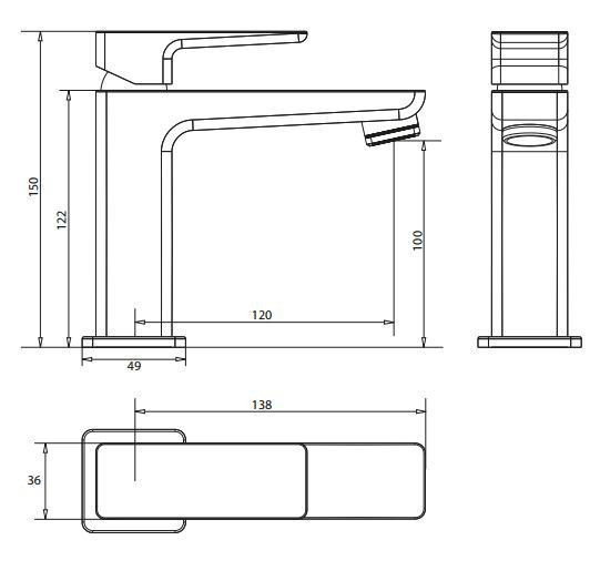 Omnires Parma bateria umywalkowa stojąca grafit PM7410GR