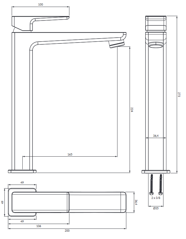 Omnires Parma bateria umywalkowa wysoka grafit PM7412GR