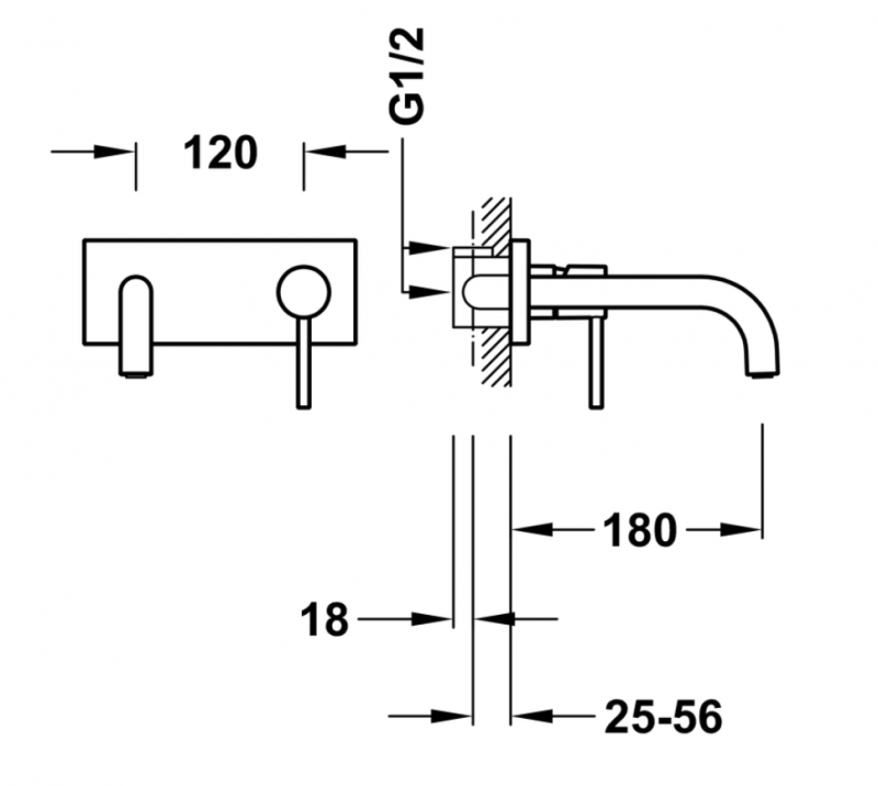 Tres Study Exclusive bateria umywalkowa podtynkowa 180 mm złoty matowy 26230011OM