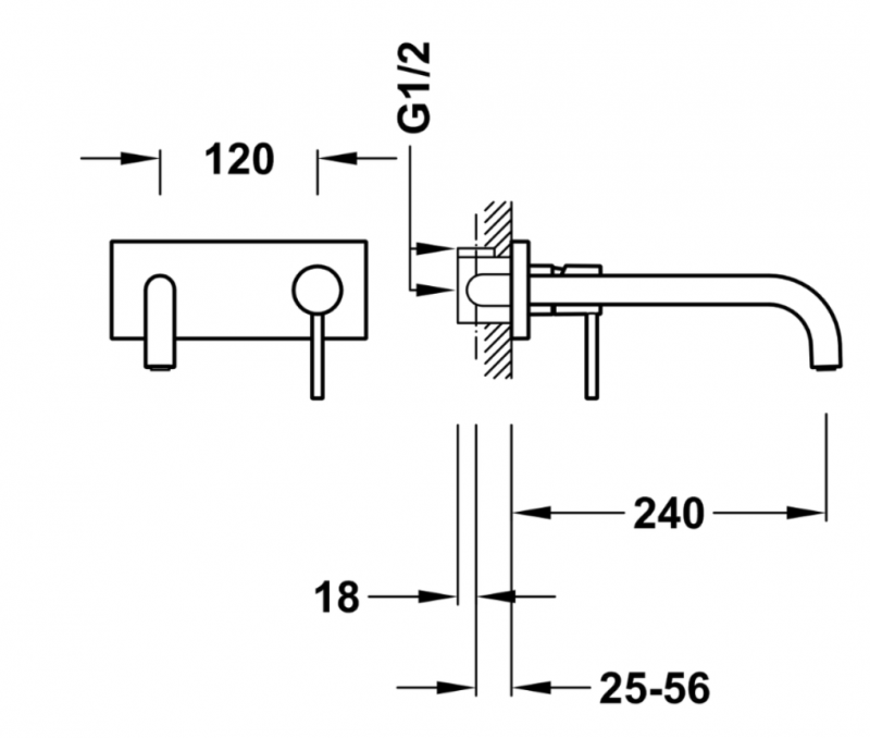 Tres Study Exclusive bateria umywalkowa podtynkowa 240 mm złoty polerowany 26230012OR