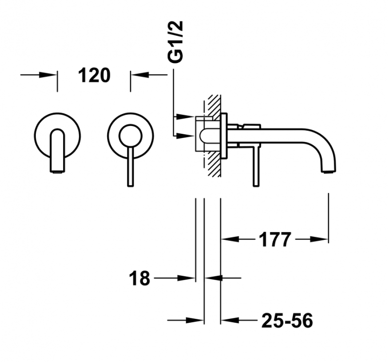 Tres Study Exclusive bateria umywalkowa podtynkowa 177 mm czarny metalizowany 26230001KM