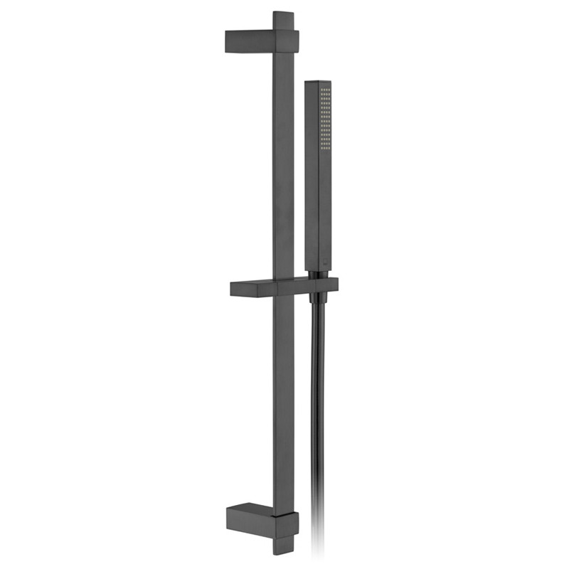 Vado Zoo Individual zestaw prysznicowy z drążkiem 90 cm czarny szczotkowany IND-SFSRK/SQ-BLK