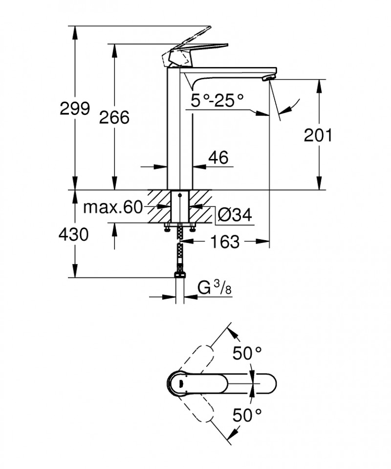 Grohe Eurosmart Cosmopolitan bateria umywalkowa wysoka chrom 23921000