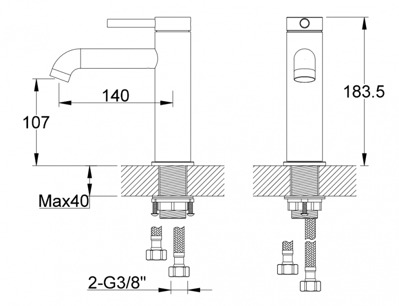 Kohlman Axel bateria umywalkowa chrom połysk QB105A