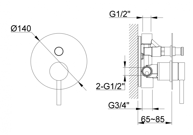 Kohlman Axel zestaw podtynkowy z deszczownicą 25x25 chrom połysk QW210AR25