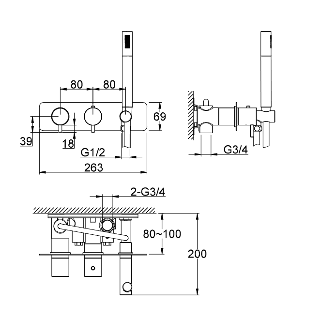 Kohlman Axel Black termostatyczna bateria 2-drożna podtynkowa czarny mat QW265AB