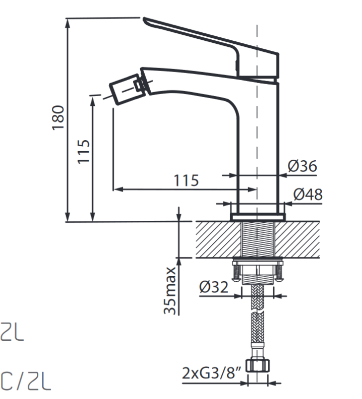 Vedo Desso Oro bateria bidetowa z korkiem klik-klak złoty VBD4002/C/ZL