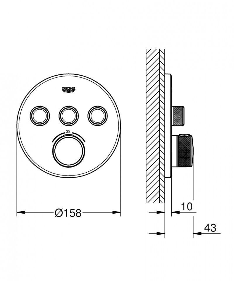 Grohe Smartcontrol zestaw podtynkowy termostatyczny z deszczownicą 31x31 i napelniem przez przelew kompletny złoty szczotkowany brushed cool sunrise - OD RĘKI !!!