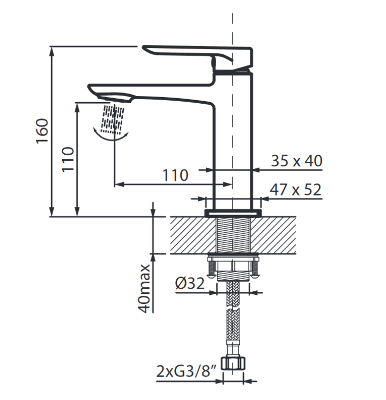 Vedo Aletta Nero bateria umywalkowa czarny mat VBA5001CZ