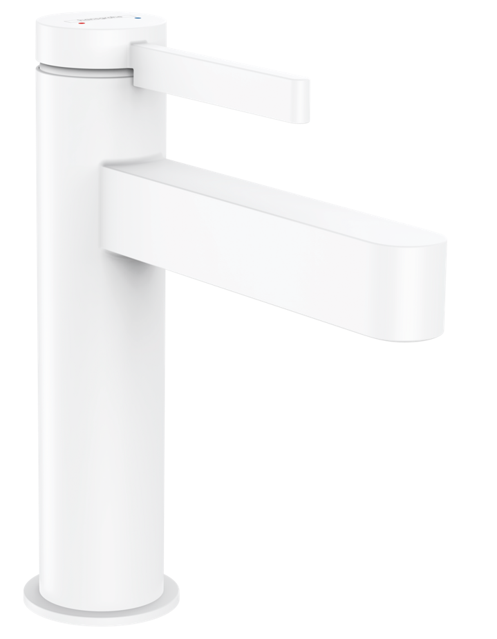 Hansgrohe FinishPlus Finoris 110 bateria umywalkowa z korkiem klik-klak biały mat 76023700