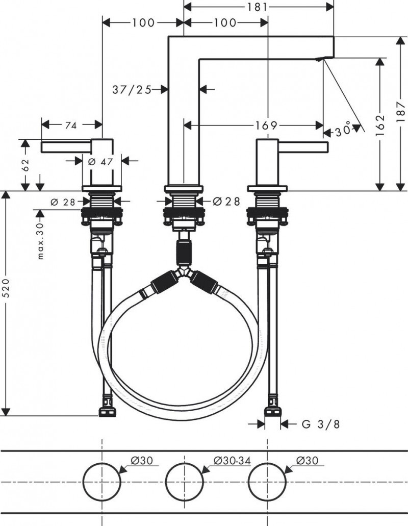 Hansgrohe FinishPlus Finoris 160 bateria umywalkowa 3-otworowa z korkiem klik-klak biały matowy 76034700