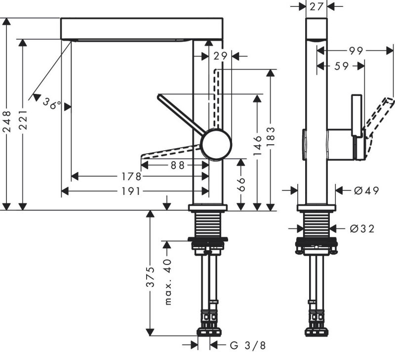 Hansgrohe FinishPlus Finoris 230 bateria umywalkowa wysoka z korkiem klik-klak biały matowy 76060700