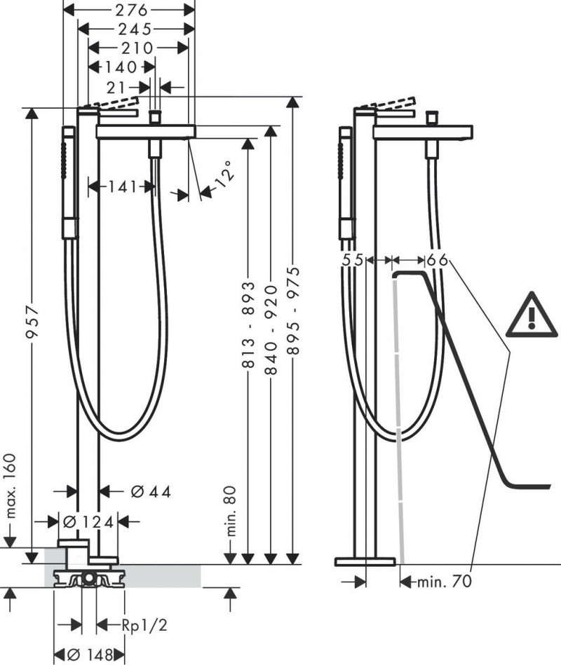 Hansgrohe FinishPlus Finoris bateria wannowa wolnostojąca biały matowy 76445700