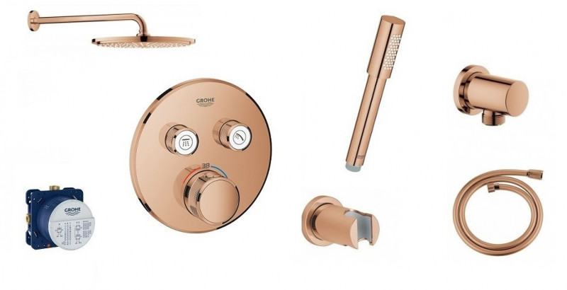 Grohe Essence zestaw podtynkowy termostatyczny z deszczownicą 31x31 kompletny warm sunset - OD RĘKI!!!