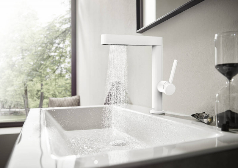 Hansgrohe FinishPlus Finoris 230 bateria umywalkowa z wyciąganą wylewką 2jet i korkiem klik-klak biały matowy 76063700